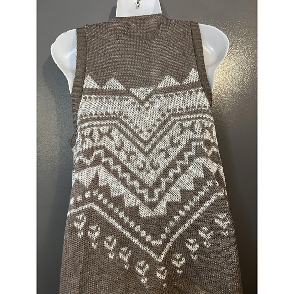 Absolutely Creative Worldwide Vest Womens XL Brown Aztec Open Front Made USA - Picture 4 of 7